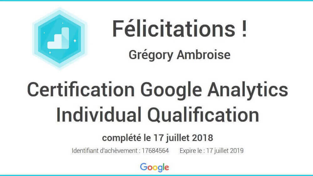 Certification Google Analytics Individual Qualification