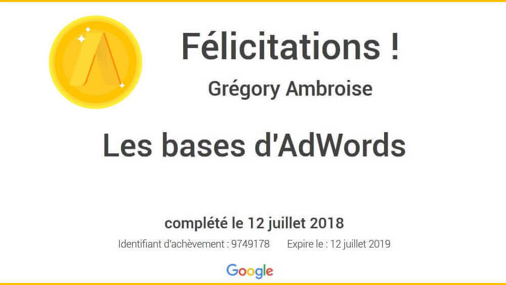 Certification Google Les bases de Google Ads