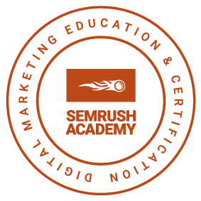 Badge de certification Semrush de Grégory Ambroise