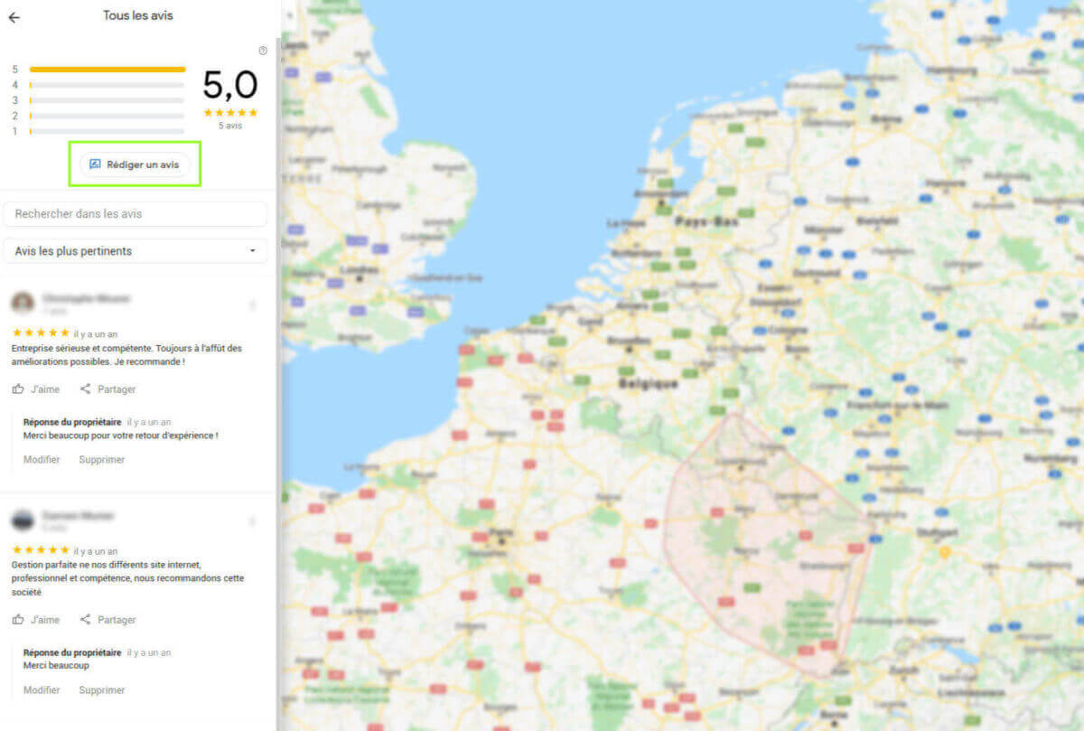 Créer un lien d'avis Google à partir de Google Map avis-google-map