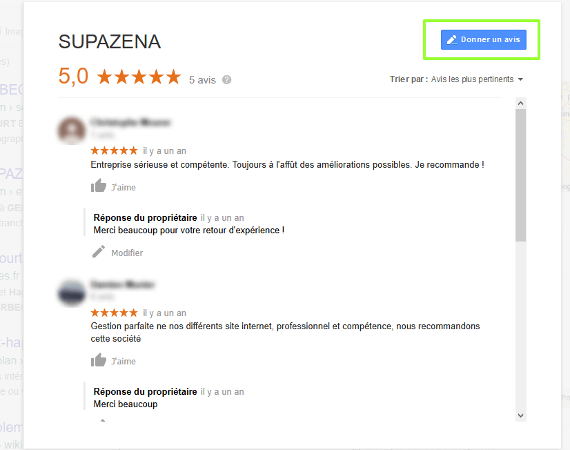 Créer un lien d'avis Google à partir de son Place Id Google avis-google-pop-up